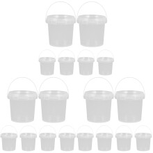 18Pcs Reusable Clear Food Buckets with Handle Milk Tea Juice Storage
