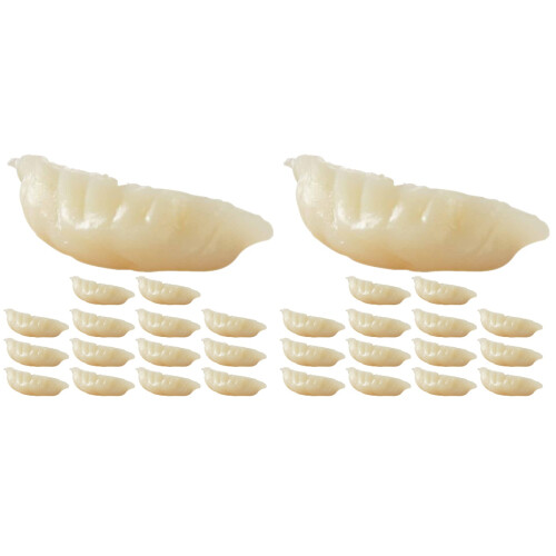 30Pcs Realistic White PVC Dumpling Models Fake Decorative Food Props