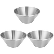 3Pcs Silver Stainless Steel Korean Style Multi-Purpose Ice Cream Bowls