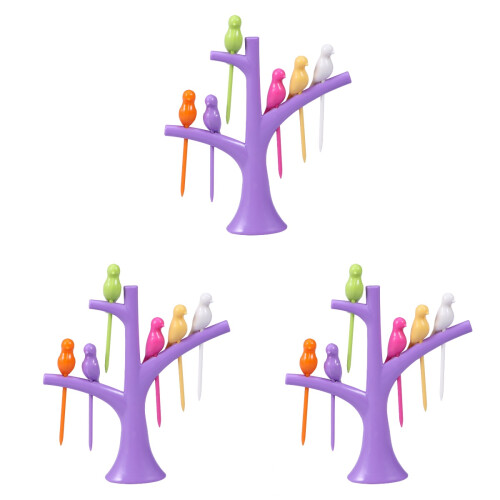 18Pcs Purple Bird Design with Tree Stand