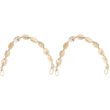 2Pcs Beige Beaded Bag Chain Handle for DIY Purse and Handbag Repair