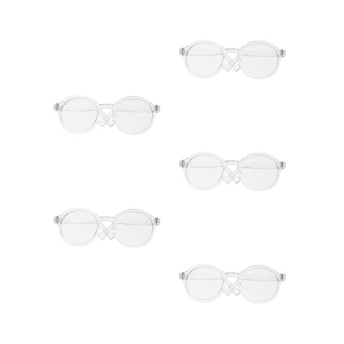 5Pcs Sturdy Miniature Plastic Doll Glasses for Doll Accessories Decor 2