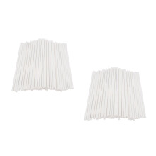 100Pcs White Paper Lollipop Sticks for DIY Cake Pops and Candy Crafts
