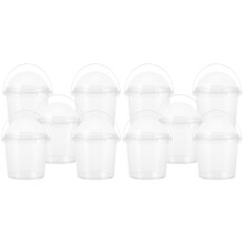 10Pcs Clear Plastic Buckets with Lid Ideal for Milk Tea and Snacks