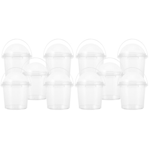 10Pièces Petits Seaux Clairs Couvercle Seaux Popcorn Snacks