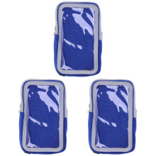 3Pcs Sports Arm Pouch Waterproof Blue with Zipper for Keys and Phone