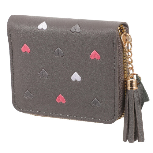 4Pcs Grey PU Change Purse Compact Wallet for Women Storage 1