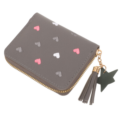 4Pcs Grey PU Change Purse Compact Wallet for Women Storage 2