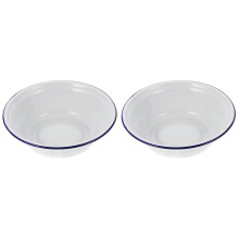 2Pcs White Enamelware Bowl Vintage Kitchen Mixing Soup Salad Basin