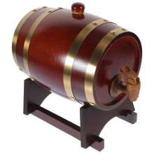 2Sets Home Use Wooden Wine Barrel Dark Red with Faucet and Base
