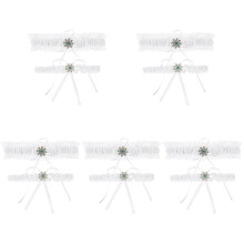 5Sets Elegant White Lace Wedding Garters Elastic Bridal Leg Decoration