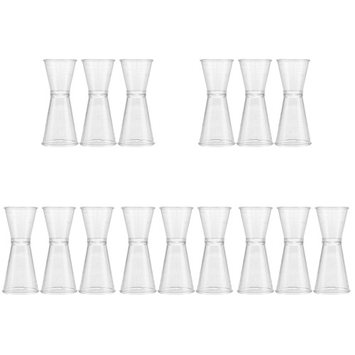 15Pcs Clear Reusable Reusable Cocktail Measuring Cup Double Jigger Bar Accessory