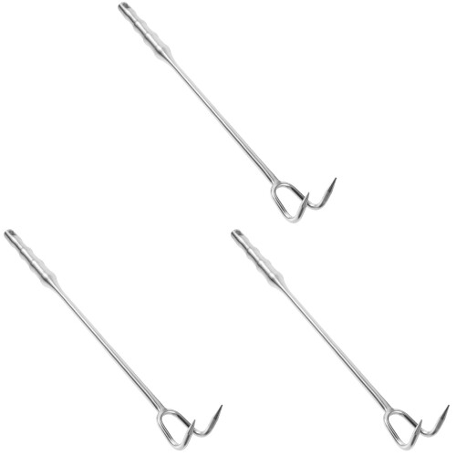 3Pcs Practical Stainless Steel Food Hook for Barbecue and Kitchen Use