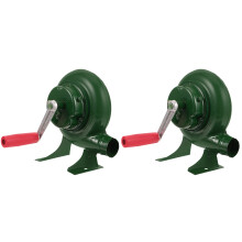 2Pcs Portable Crank Barbecue Fire Blower Fan Green