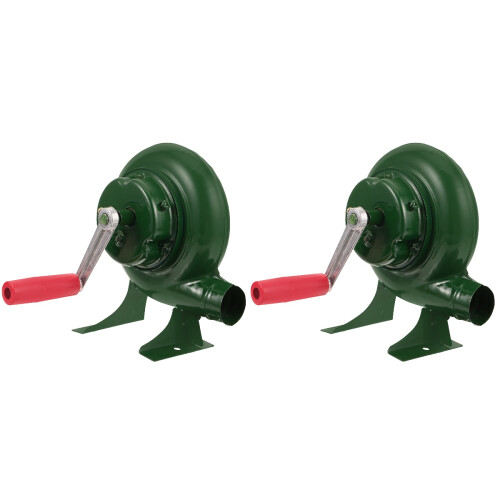 2Pcs Portable Crank Barbecue Fire Blower Fan Green
