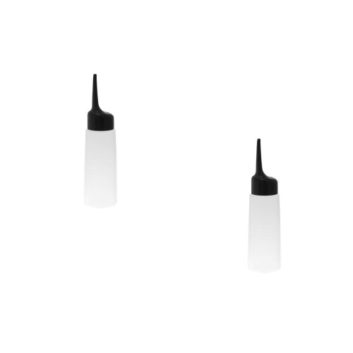 2Pcs White Scale Bottles with Slant Tip for Shampoo and Color