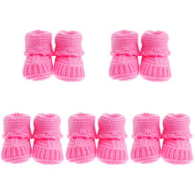 5Paare Rosa Handgehäkelte Babyschuhe Kuschelig Weiche Strickschuhe