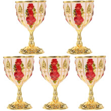 5Pcs Golden Metal Wine Cups Mini Reusable Home Cups