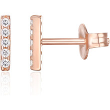 (Rose Gold, Bar) Classic Elegant 14K Gold Plated 925 Sterling Silver Stud Earrings for Women - Dainty Geometrical Bar Triangle Heart Earrings
