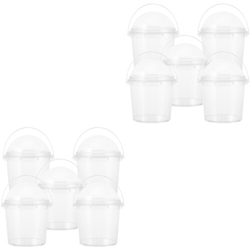 10Pièces Petits Seaux Clairs Couvercle Seaux Popcorn Snacks 2