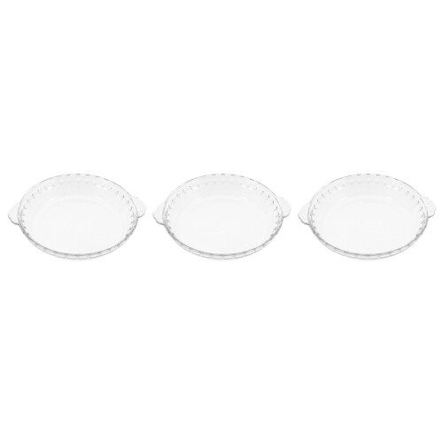 3Pcs Clear Glass Pie Plates Steamer Compatible Oven Safe Bakeware