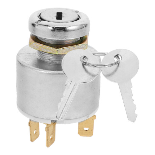 5Pcs Automotive Ignition Switch Silver Iron Keyed Car Switch Starter 2