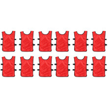 12Pcs Red Breathable Soccer Training Vests Durable Football Waistcoat