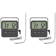 Digitale Voedselthermometer Kooktemperatuuralarm Kooktimer met LED-Display Roestvrijstalen Sonde Zwart