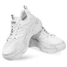 2Pairs Womens Sneakers White PU Chunky Soles Non-Slip Fashion Athletic