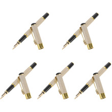 5Pcs Beige Metal Fountain Pen with Lid Portable Writing Pen for Gift