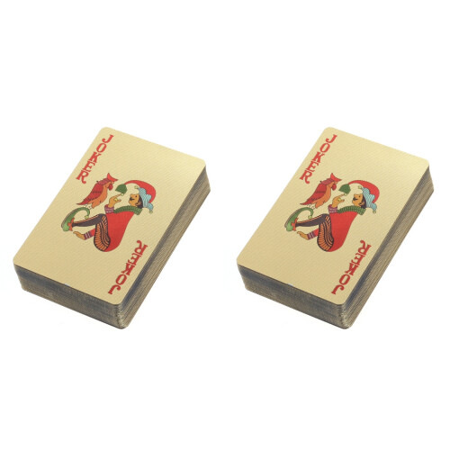 2Pcs Gold Poker Playing Cards Plastic Durable Washable Decks