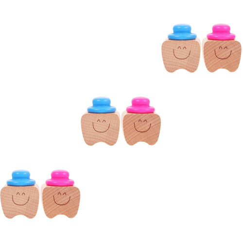 6Pcs Baby Teeth Container Cute Wood Tooth Saver Keepsake Organizer 2