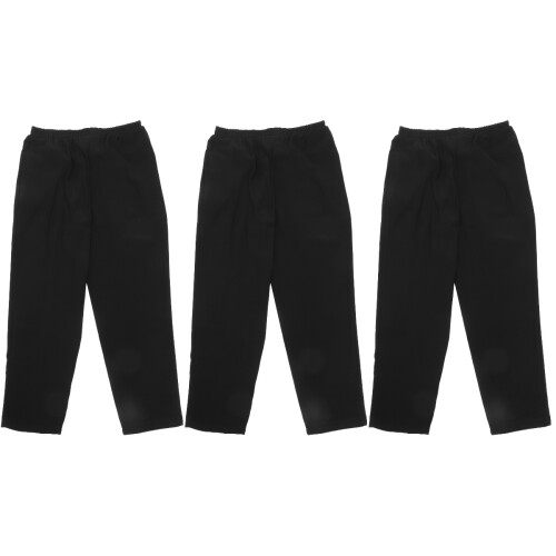 3Pcs Polyester Chef Pants Black Loose Fit Breathable Kitchen Trousers 2