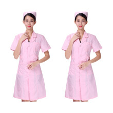 2Pcs Pink Nursing Uniform Cotton Slim Fit White Coat for Hospital Work