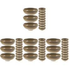 48Pcs Realistic Plastic Mini Bowls for Dolls House Khaki Round Bowls