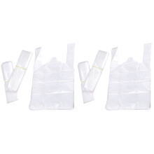 100Pcs White Transparent Food Bags Heavy Duty Handled Shopping Bags