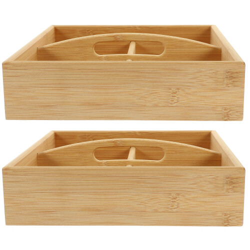 4Pcs Brown Wood Desktop Case 4-Compartment Candy and Snack Storage 1
