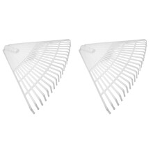 2Pcs White Plastic Garden Rakes for Lawns Leaves and Debris Cleanup