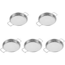 5Pcs Silver Stainless Steel Pizza Trays with Handles for Home Baking