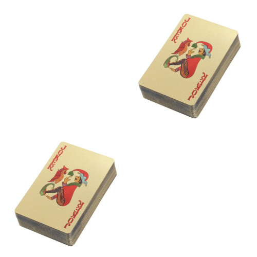 2Pcs Gold Poker Playing Cards Plastic Durable Washable Decks 2