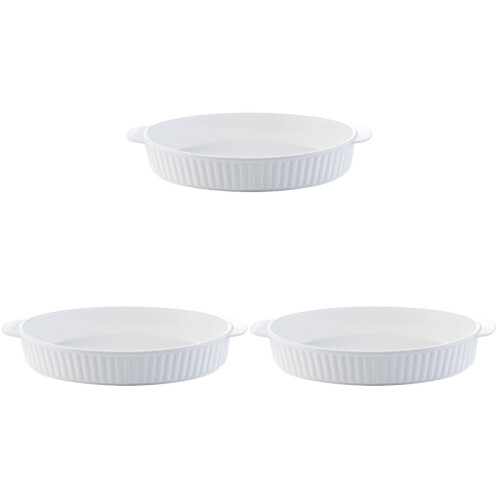3Pcs High Grade Ceramic Baking Dishes Oven Safe White Bakeware