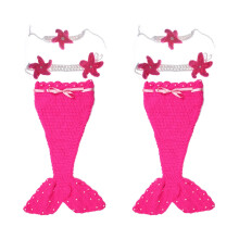 2Sets Rosy Newborn Photography Props Baby Mermaid Tail Suits Durable