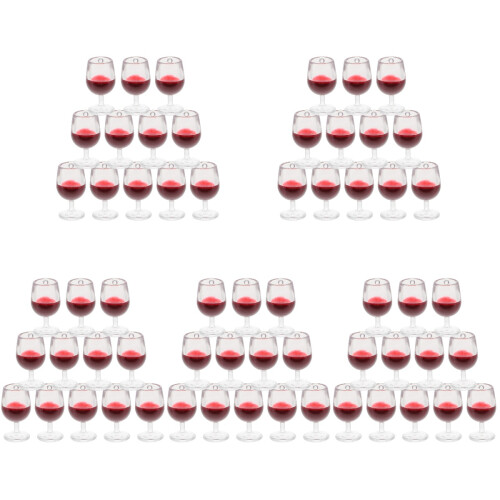 60Pcs Miniature Resin Wine Cups Dark Red Tiny House Accessories