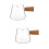 2Pcs Home Glass Creamer Pitcher Cups, Transparent with Wood Handle 6