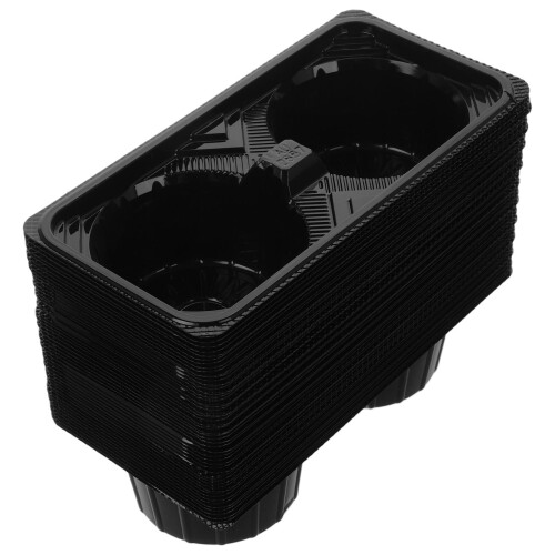 200Pcs Portable Black Plastic Cup Tray for Takeout Drinks and Milk Tea 2