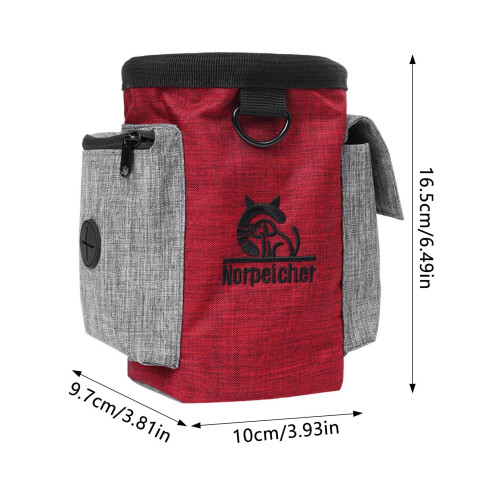 (red) Dog Training Waist Bag Adjustable Durable 1