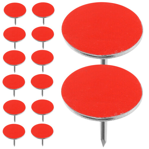 100Pcs Durable Iron Red Trail Marking Tacks Reflective Glow Thumb Pins 2