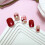 (M) 10PCS Red & White Plaid Press On Nails 4