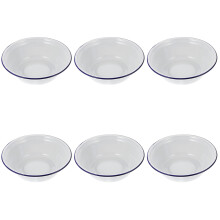 6Pcs White Enamelware Bowls Vintage Kitchen Soup Salad Mixing Basins