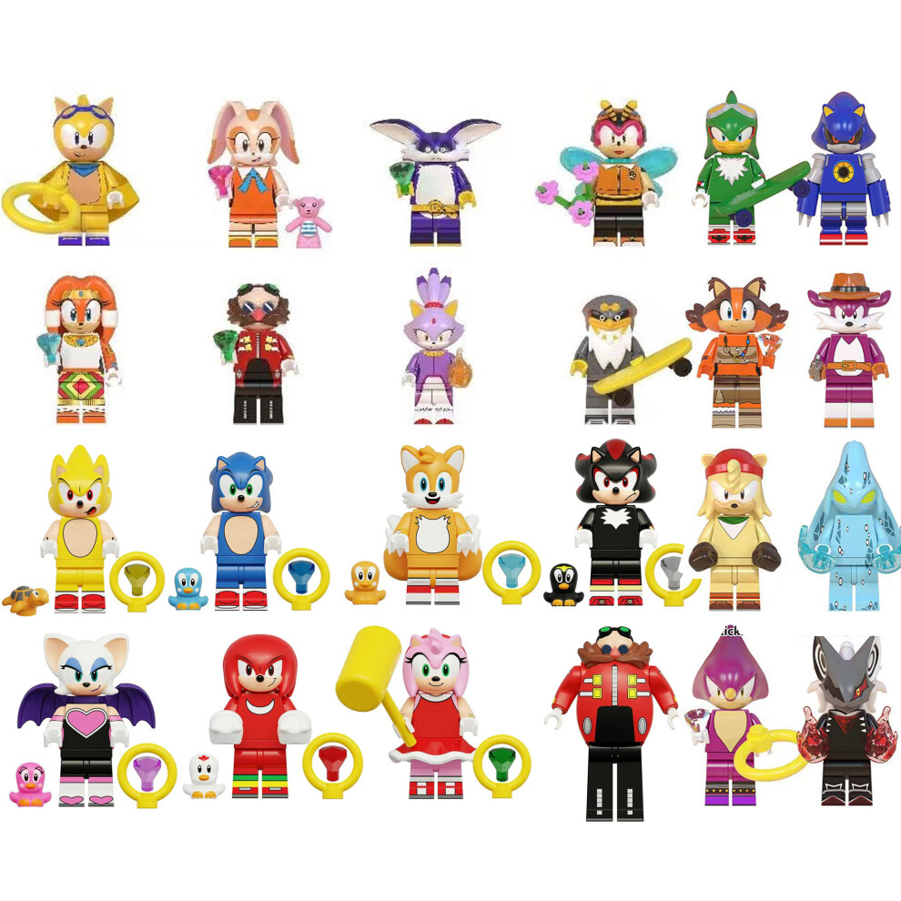 Bonxaif 24Pcs Sonic The Hedgehog's Toy Action Minifigures Fit Lego